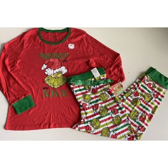Dr Seuss The Grinch Holiday Family Pajamas Set For Women’s Size 2XL NEW - Picture 1 of 16